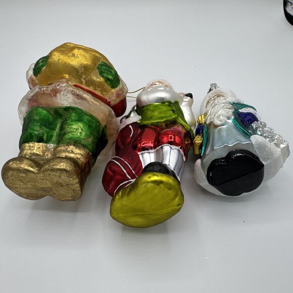 Vintage Hand Blown Glass Christmas Ornaments Lot Santa Clause Gingerbread House - Picture 10 of 15